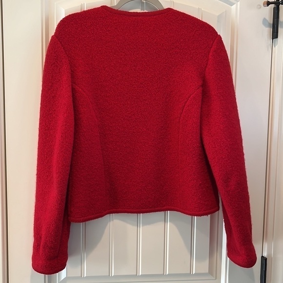 VINTAGE lands end classic red wool cardigan sweater size 10 granny Grandmacore - Picture 7 of 11